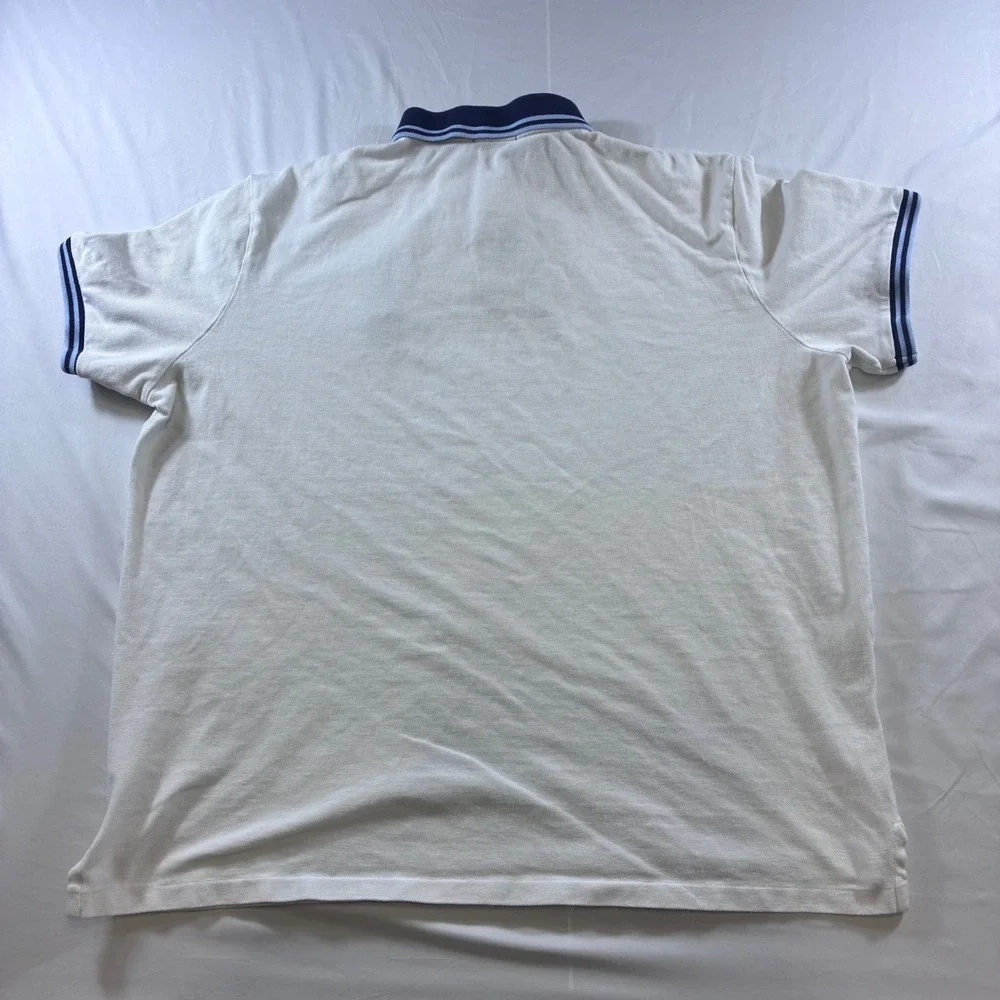 Polo Ralph Lauren Mens XXL White Polo Bear Classic Fit Mesh Shirt Stripe Collar